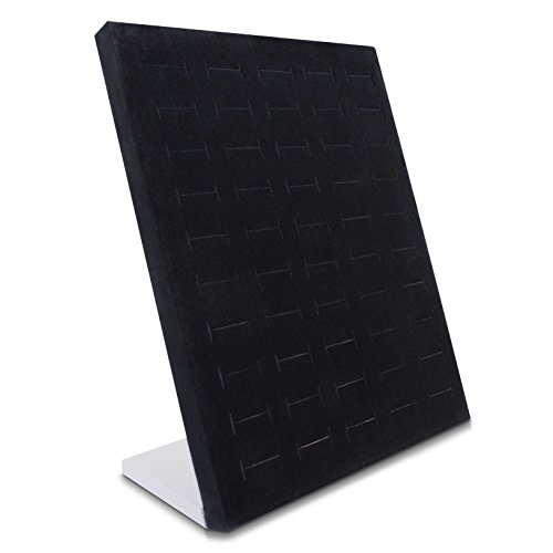 VENKON – Schmuckdisplay für 50 Ringe & Ohrringe Organizer für Schmuck Aufbewahrung & Präsentation – 26 x 20 x 9 cm – schwarz - 5