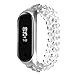 Produktbild bloatboy Mode Perlen Armband Uhrenarmband + Metallgehäuse für Xiaomi Mi Band 4 Watch, Teleskopische Schmuckband Armband Ersatzarmband (Weiß)