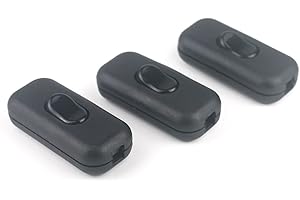 SWITIAN 3 Pcs Intermediate Switch Black Inline Lamp Switch 250 V 6 A Cable Switch for 2 Core and 3 Wires Connection Cable Small Devices or Lamps