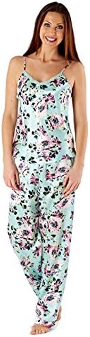 Ladies Olivia Multi Floral Print Ladies Satin Pyjamas, with Cami Top Size 18-20