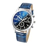 Knowin Armbanduhr Männer Lässige Schön Großes Runde Zifferblatt Quartz Analog Armband Uhren mit Lederband Dekoration Chronograph Classic Retro Gold Sportuhr zum Geschenk