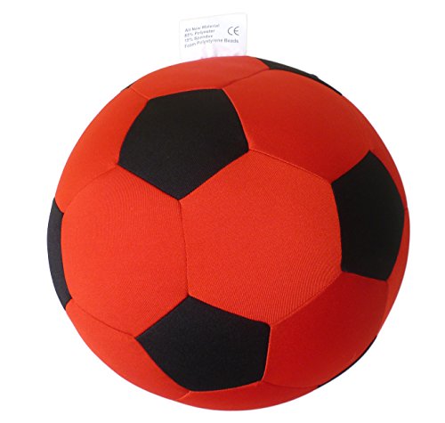 Fußball Kissen Ø ca.21cm rot / schwarz | Stoff Fußball