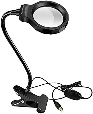 YOLE Table clip type magnifying glass LED light reading maintenance lighting 5X magnifying light USB power supply clip optical glass magnifying glass 360 degree folding magnifying glass