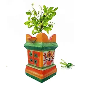 SAJAO Ceramic Tulsi Pot (Multi Color, Large)