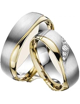 Eheringe Partnerringe Trauringe Verlobungsringe Freundschaftsringe aus Titan mit Zirkonia / Laser Gravur GRATIS