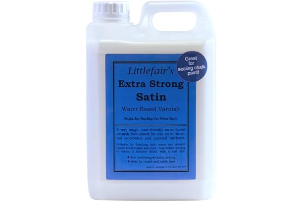 Vernis à bois d'intérieur extra fort de Littlefair - Vernis de porte à base d'eau et vernis de plan de travail de cuisine…(2.5ltr, satiné)