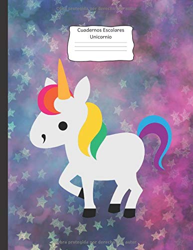 Cuadernos Escolares Unicornio: libro de composición) con reglas anchas para niñas, niños, primaria, maestro, maestro, útiles, 8.5 in x 11 in, 100 páginas star unicornio