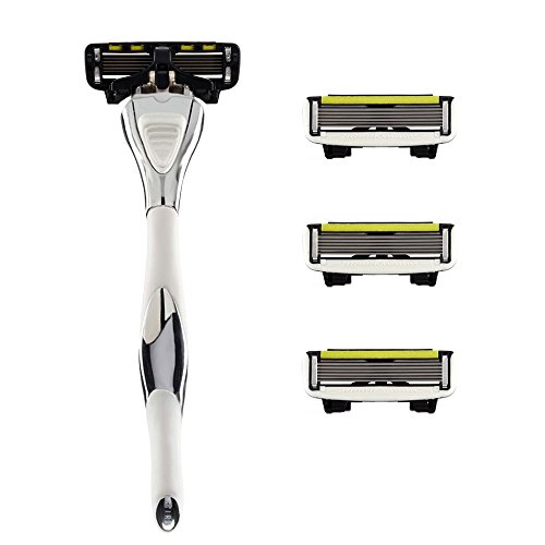 SHAVE-LAB - FIRE - Manual Razor with 4x Razor Blades (P.6 - 6 blades - for men, white)