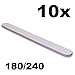 NAILFUN 10 Straight Zebra Nail Files - Grit 180/240
