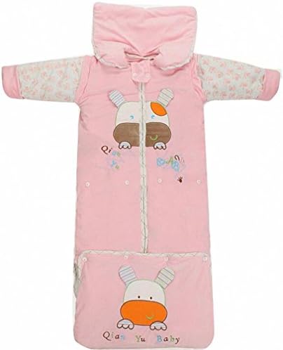 baby winter Sleeping bag Cotton Long sleeves child boy and girl pajamas. kids /baby Jumpsuit / Overalls Thickening.130cm /0-4year.cow. (Pink)