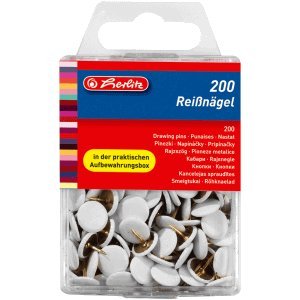 Preisvergleich Produktbild Herlitz 5 x Reißnägel VE=200 Stück kunststoffüberzogen weiß