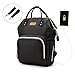Produktbild Baby Wickelrucksack Wickeltasche Rucksack Grosse Kapazität Multifunktional Mama Rucksack Wasserdicht Segeltuch Stoffe mit 2 Kinderwagen-haken und USB-Anschluss Ausgestattet(Schwarz)