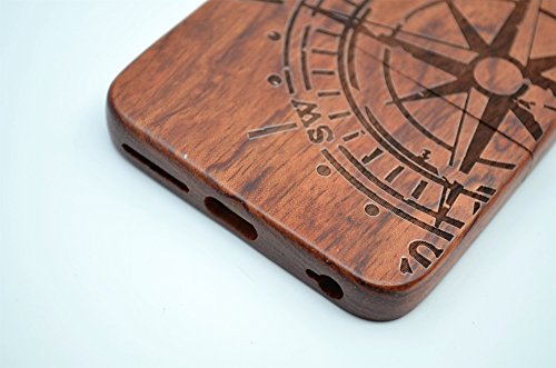 RoseFlower   iPhone 6 Plus 5 5       Funda de Madera - Br  jula de palo de rosa - Natural Hecha a mano de Bamb     Madera Carcasa Case Cover con GRATIS Protector de Pantalla para tu Smartphone