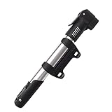 Mini pompa per bicicletta, psi capacità, valvola Schrader e Presta, fusto in lega di alluminio, universale leggero e portatile per City Road, mountain/MTB, biciclette BMX e uso sport palle&nbsp;–&nbsp;argento