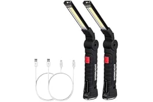 anna flowers 2X Lampade di Ispezione USB Ricaricabile LED da Lavoro Pieghevole Torcia con Magnetica Clip e Gancio per Auto/Campeggio/Home e di Emergenza Uso(27x4.5cm)