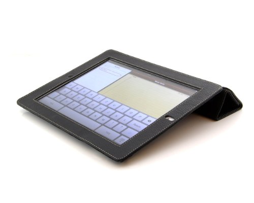 StilGut Couverture Case Tasche aus feinstem Leder für Apple iPad 2 unterstützt Smart-Cover Funktion in schwarz – Version 2 - 3