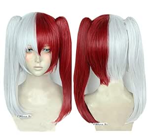 Silver Ombre Red Anogol Hair Cap Silver Cosplay Wig Red Ombre