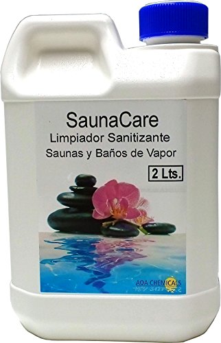 Limpiador Sanitizante especial saunas, baños de vapor, gimnasios. Producto potente contra bacterias y hongos. Botella 2 Lt.