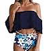 Produktbild Damen Bikini Set Push Up Rüschen Badeanzug Zweiteilige High Waist Ruffles Bademode Hohe Taille Bikinihose und Bikini Oberteil High Waist Push Up Badeanzüge Crop Top Strandkleidung mit Langem Volant