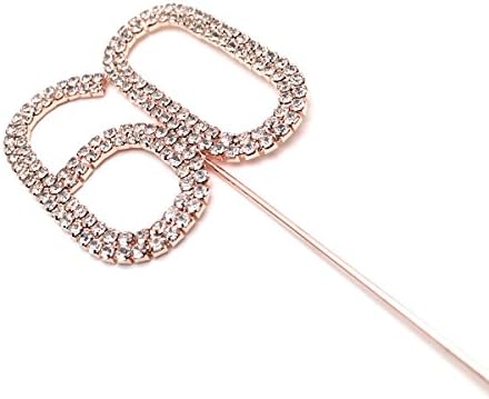 World of Sparkles 6cm Cake Toppers with Silver Diamante Rhinestones Diamonds and Rose Gold Base for Anniversary, Birthday Kids Children Adults Party