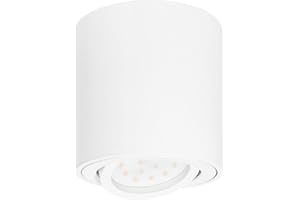 KYOTECH Focos LED Interior Techo Blanco Mate, Focos Superficie Orientable - Ø80x84mm - Incluye 5W GU10 230V - Blanco Cálido 3000K - Foco de Techo de Aluminio, Aplique Techo Interior para Dormitorio