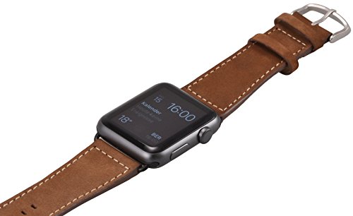 Apple Watch Series 1, Series 2, Edition Echt Leder Armband OKCS Uhrenband Leder Erstatzband Strap Genuine 38 mm – in Braun - 4