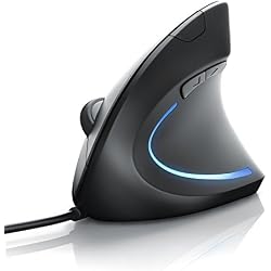 CSL - Souris Optique TM137U | Modèle Vertical | Design Ergonomique - prévention du Syndrome de la Souris | de l'épicondylite - particulièrement reposant pour Le Bras | 5 Boutons