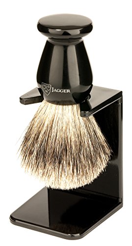 Edwin Jagger Best Badger Hair Shaving Brush with Drip Stand - Medium, Imitation Ebony
