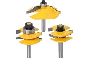 APLUS Juego de fresas de 3 piezas, Ogee Rail & Ogee Raised Panel [8 mm vástago], fresa de madera (mango de 8 mm)