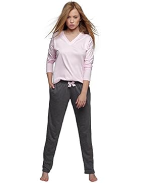 SENSIS stillvoller Baumwoll-Pyjama Schlafanzug Hausanzug aus feinem T-Schirt und bequemer Hose, made in EU