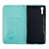 Sony Xperia XZ Hülle,Sony Xperia XZ Leder Handy Tasche Wallet Case Flip Cover Etui,Ukayfe Ledertasche im Bookstyle für Sony Xperia XZ Tasche Weiß,Elegant Prägung Schmetterling Blumen PU Ledercase Brieftasche Flip Tasche Hüllen Schutzhülle Scratch Magnetverschluss Telefon-Kasten Handyhülle mit Standfunktion und Karte Halter für Sony Xperia XZ - Grün - 