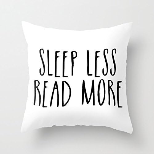 Sleep Less Read More Throw Pillow Cover Decorative Square Canvas Couch Cushion Cover Case with Zipper 45 x 45cm