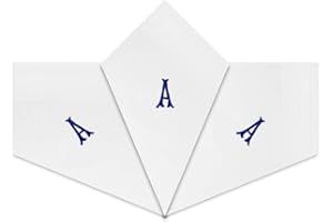 Warwick & Vance Herren-Taschentücher mit weißen Satin-Bordüre, mit blauen bestickten Initialen, 3 Stück