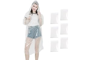 GUKOY Einweg Regenponcho Regencape, Transparent Regencape Festival, Regen Poncho mit Kapuze und Ärmeln, Regenponcho Wasserdicht Geeignet für Camping Radfahren Wandern