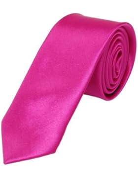 OM3™ K-24 Pinke schmale Krawatte Herren Smoking Slim Uni Tie Hochzeit Business Schlips dünn Handmade (PINK)