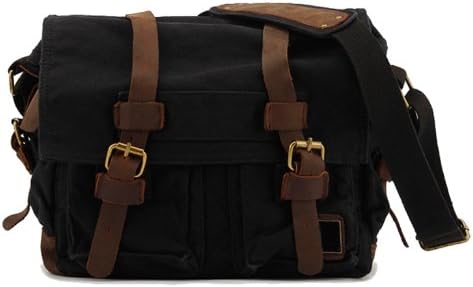 SAIERLONG Men's And Women's Messenger Bags Shoulder Handbags Black Canvas