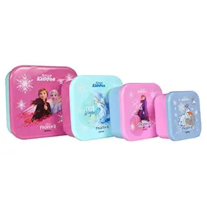 Smily Kiddos Frozen2 4 in 1 Lunch Box (Pink) Microwave Safe Food Storage Lunch Box Freezer & Dishwasher Safe Removable Compartment Food Containers