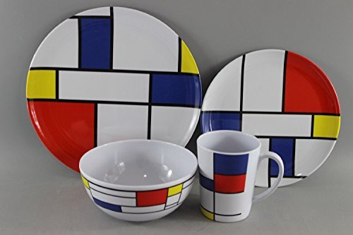 Leisurewise Melamin-Geschirr-Set de stijl, für Camping, 16-teilig