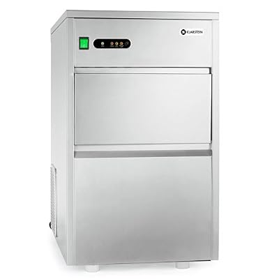 Klarstein machine à glace Industrie • machine à glaçons • Ice Maker • 25 kg / 24 h • 240 w • 7 kg • pelle • système de tubes • LED • neutre au goût • discrète • inox • classe climatique ST • argent