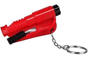 GADIRIA Rompe Cristales y Cortador de cinturón de Seguridad. Dispositivo de Seguridad para emergencias indispensable en su Coche Que Incluye Silbato para Pedir Ayuda a Distancia. (Rojo)