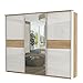 Produktbild Schwebetürenschrank / Kleiderschrank Lepa 08, Farbe: Eiche Braun / Weiß Hochglanz - Abmessungen: 225 x 278 x 64 cm (H x B x T)