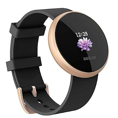 BOZLUN Montre Intelligente Femme,Moniteur de fréquence Cardiaque avec écran Couleur, IP68 étanche Réveil Automatique écran Montre Intelligente téléphone Mobile pour iPhone Android (Black)