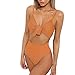 Produktbild Bademode Damen Yesmile Frauen Hohlen Overall Push-up Gepolsterten BH Beach Bikini One Piece Bademode Siamesische Badeanzug Solid Batik Bademoden Mädchen Floral Bademoden Niedrigen Taille Badeanzug Skinny Bikini mit Pad Casual Playsuits Badeanzug Meer Riemen Bikini (M, Orange)