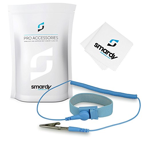 Preisvergleich Produktbild smardy® wiederverwendbare Antiallergiker antistatische ESD Schutz Armbänder mit 360° Spiral Erdungskabel und Krokodilklemme - Farbe blau