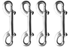 SANMUM Double End Bolt Snaps Stainless Steel Clip Hook Set for Scuba Diving Pets Keychains Holder Security Set of 4 (Silver,90mm)