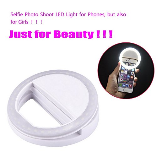 AUTOPkio Selfie Light Ring, 36 anello di luce a LED di illuminazione selfie complementare miglioramento notturno buio selfie per la fotografia per Smartphone (Bianco)