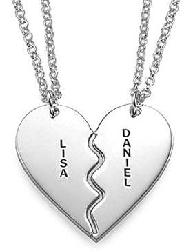 Gebrochene Herz Kette aus 925er Silber - Zwei kostenlose Wunschgravuren!