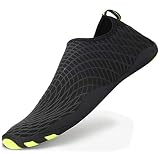 SAGUARO Homme Chaussures Aquatiques Femme Chaussures d'eau Chaussons de Bain Chaussures de Plage pour Fitness Surf Plongée Piscine Natation Yoga Grille-Noir,41 EU