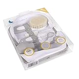 Incluye: cepillo, peine, aspirador nasal, tijeras de puntas redondeadas, cortaúñas y limas.