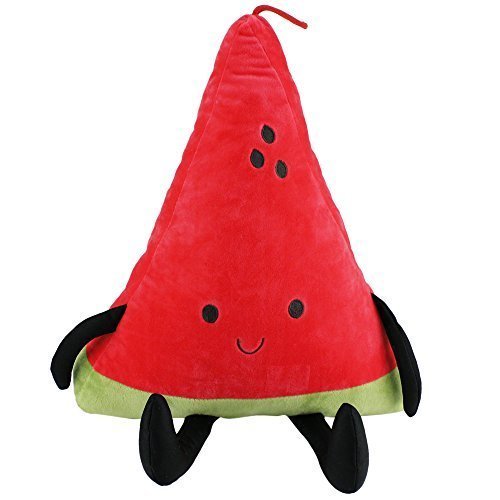 vinecrown divertido cojín de peluche almohada brazo apoyo sandía fruta suave de peluche de juguete muñeca cama coche silla asiento cojines decoración regalos, Smile, 40 cm